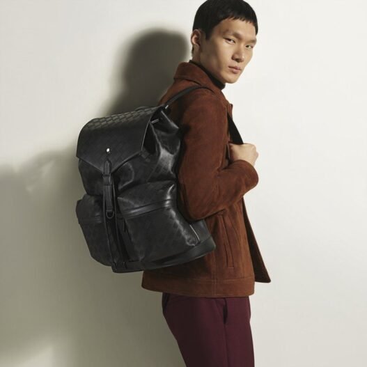Mochila Montblanc Panorama Medium Backpack em couro Extreme Soft preto