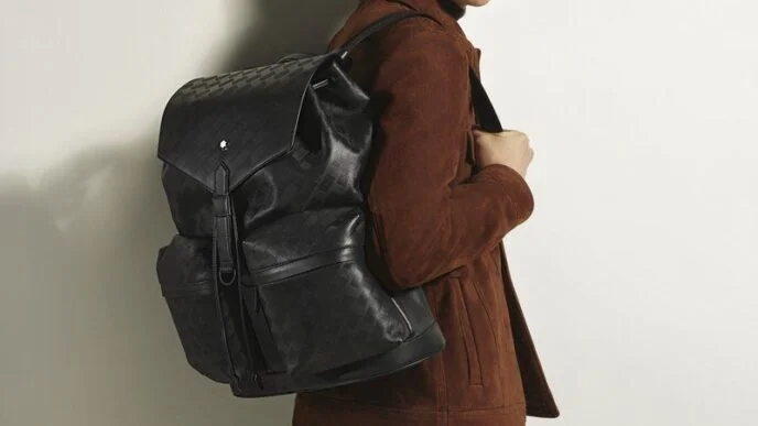 Mochila Montblanc Panorama Medium Backpack em couro Extreme Soft preto