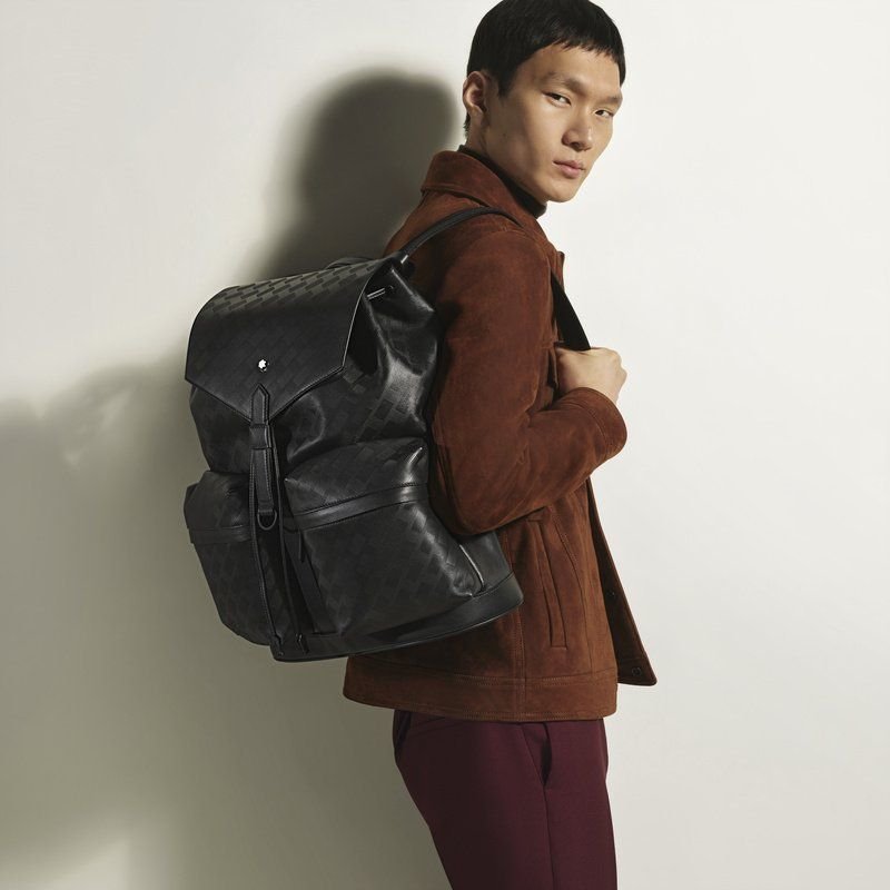 Mochila Montblanc Panorama Medium Backpack em couro Extreme Soft preto