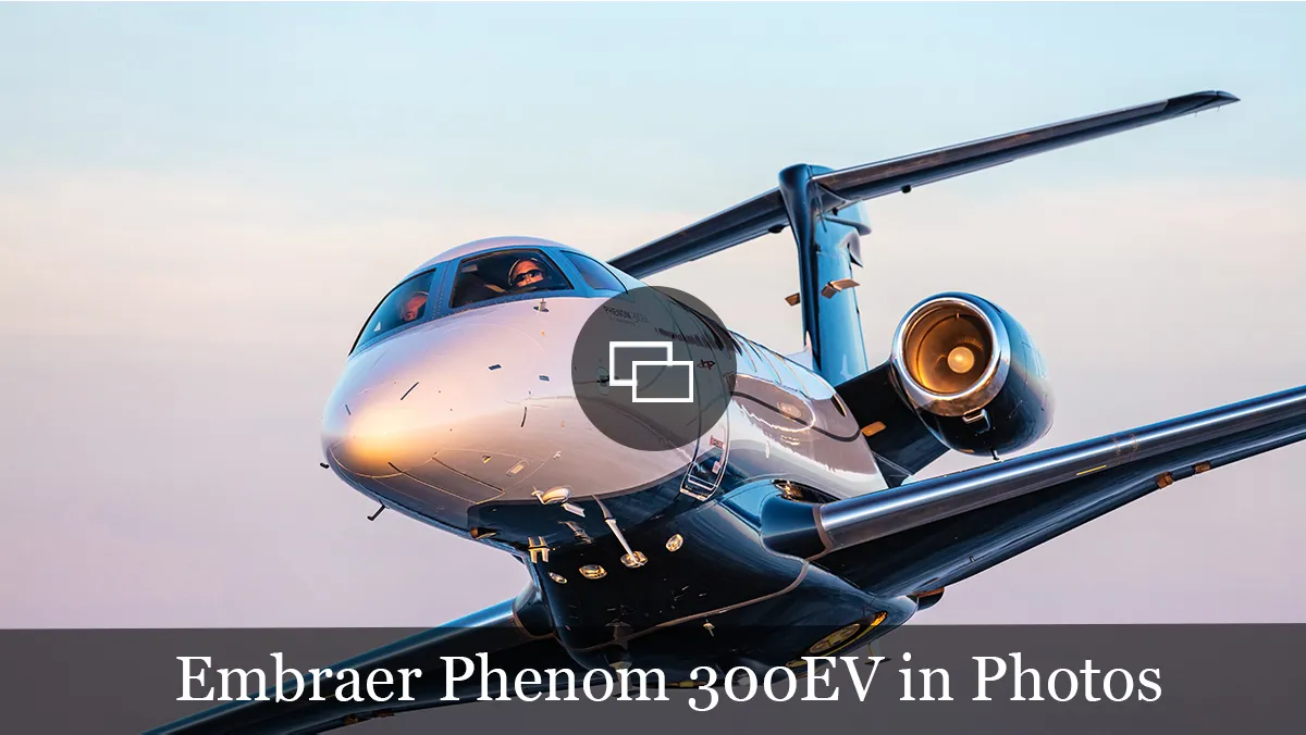 Nariz do Embraer Phenom 300EV em pista de testes