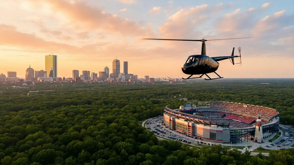 pacote de helicóptero de hotel de luxo para dia de jogo