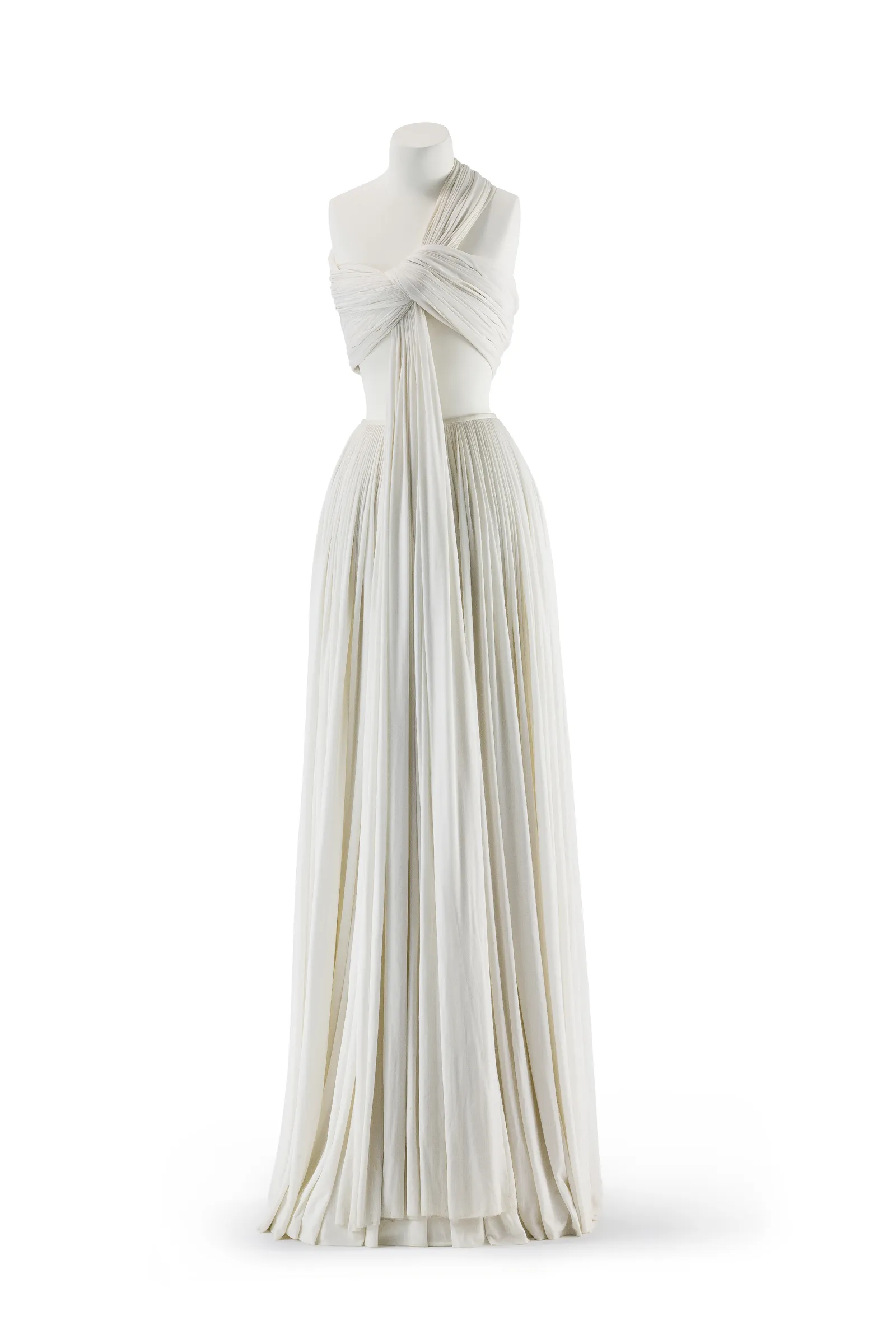 Vestido branco de Madame Grès em exposição no museu de Berlim
