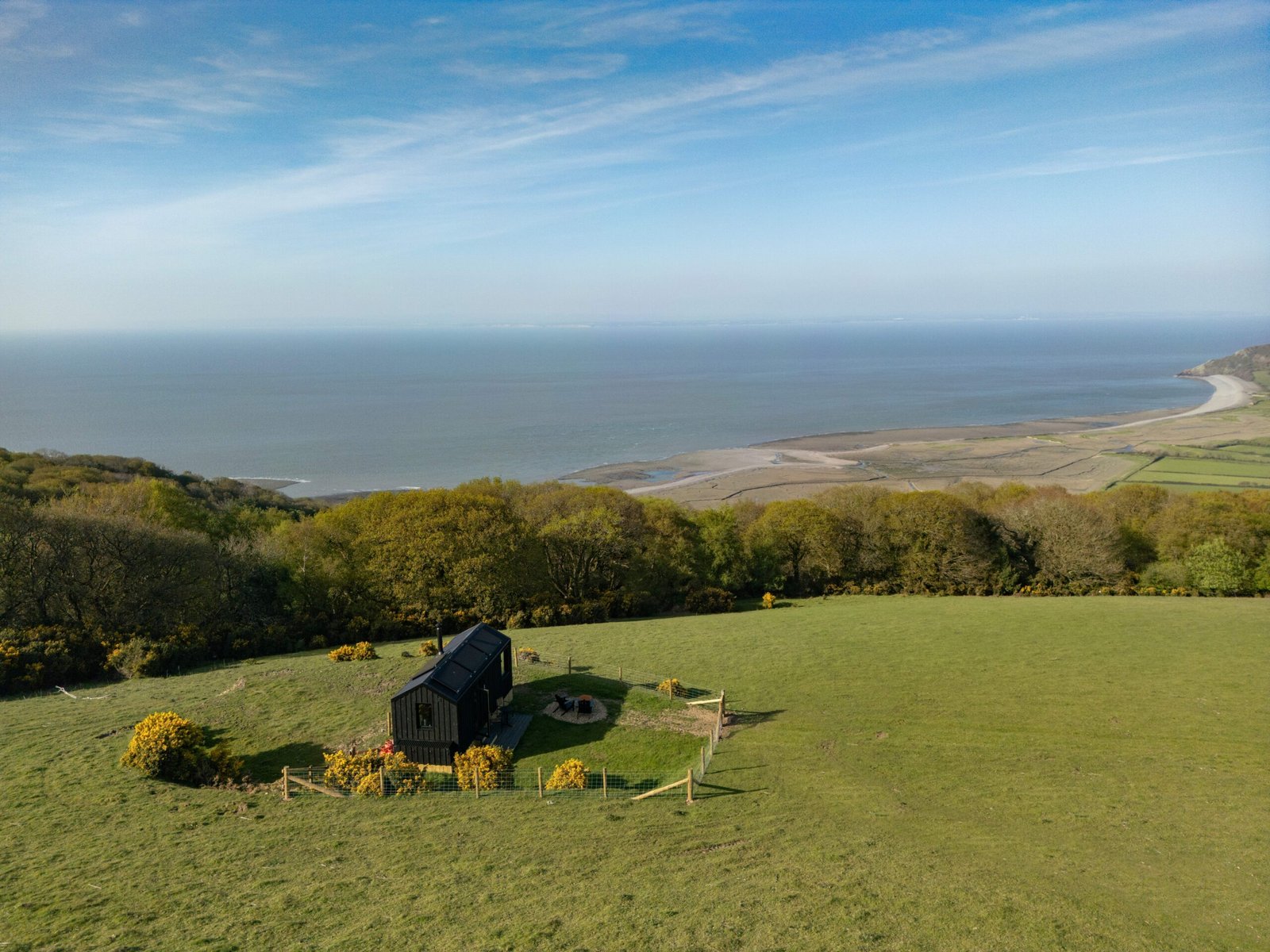 Vista costeira próxima às cabines Barclay e Wilfred em Porlock