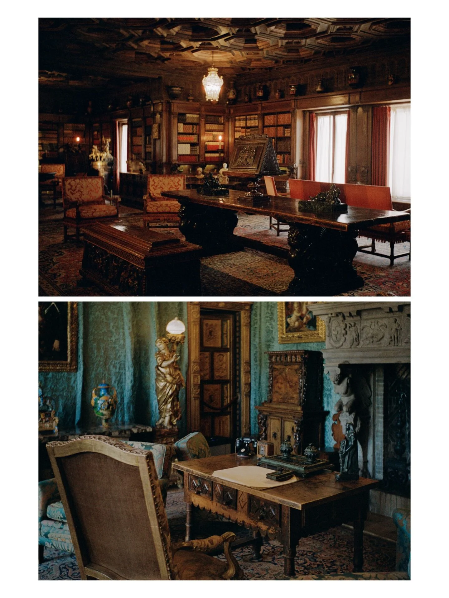 A biblioteca e um dos salões do Hearst Castle