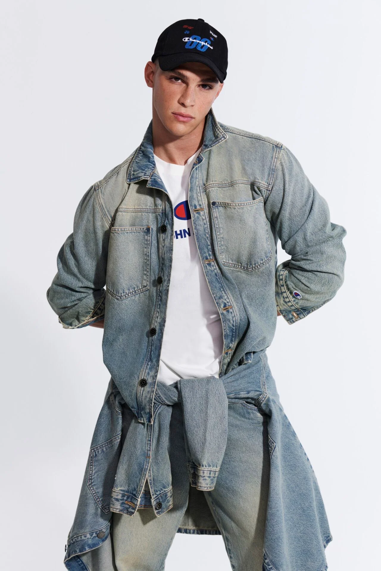 Overshirt jeans da collab JOHN JOHN x Champion
