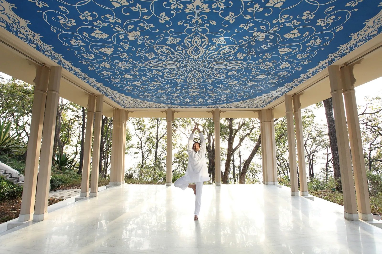 Pavilhão de spa ayurvédico no Ananda in the Himalayas, na Índia