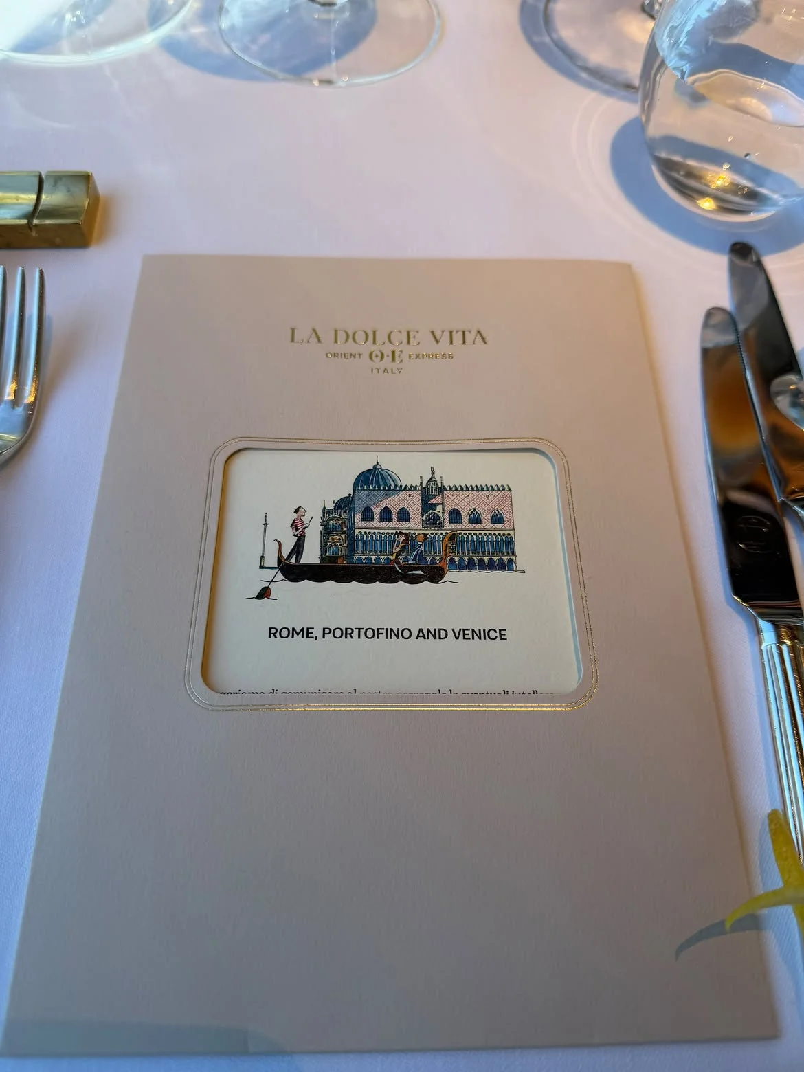Cardápio La Dolce Vita Orient Express, Roma, Portofino e Veneza