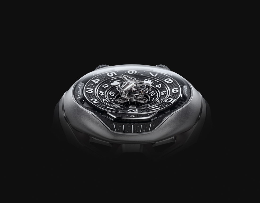 Vanguart Black Hole Tourbillon sobre fundo escuro