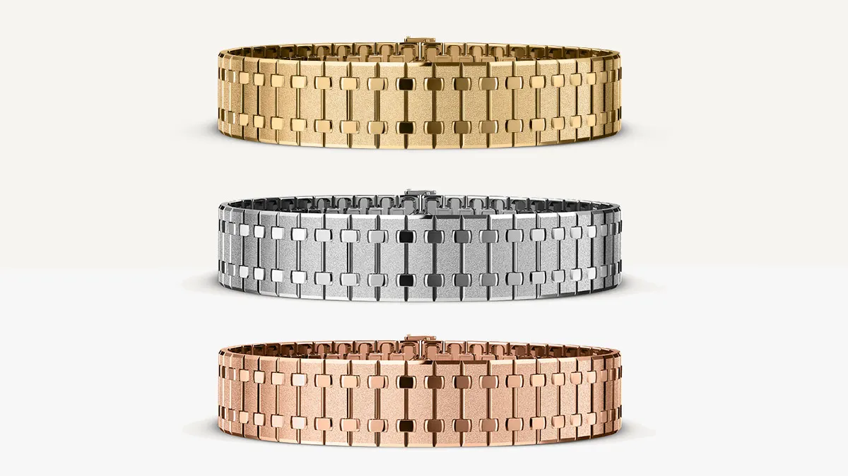 Chokers em ouro frosted da coleção Royal Oak Joaillerie