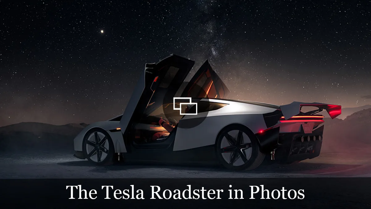 Tesla Roadster fotografado em detalhe durante a apresentação