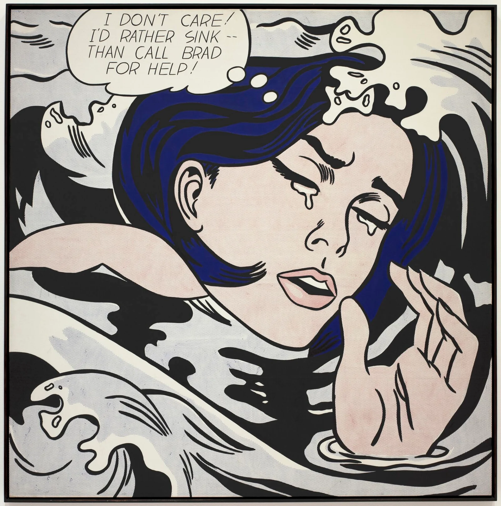 Pintura pop colorida de Roy Lichtenstein em sala do Whitney Museum