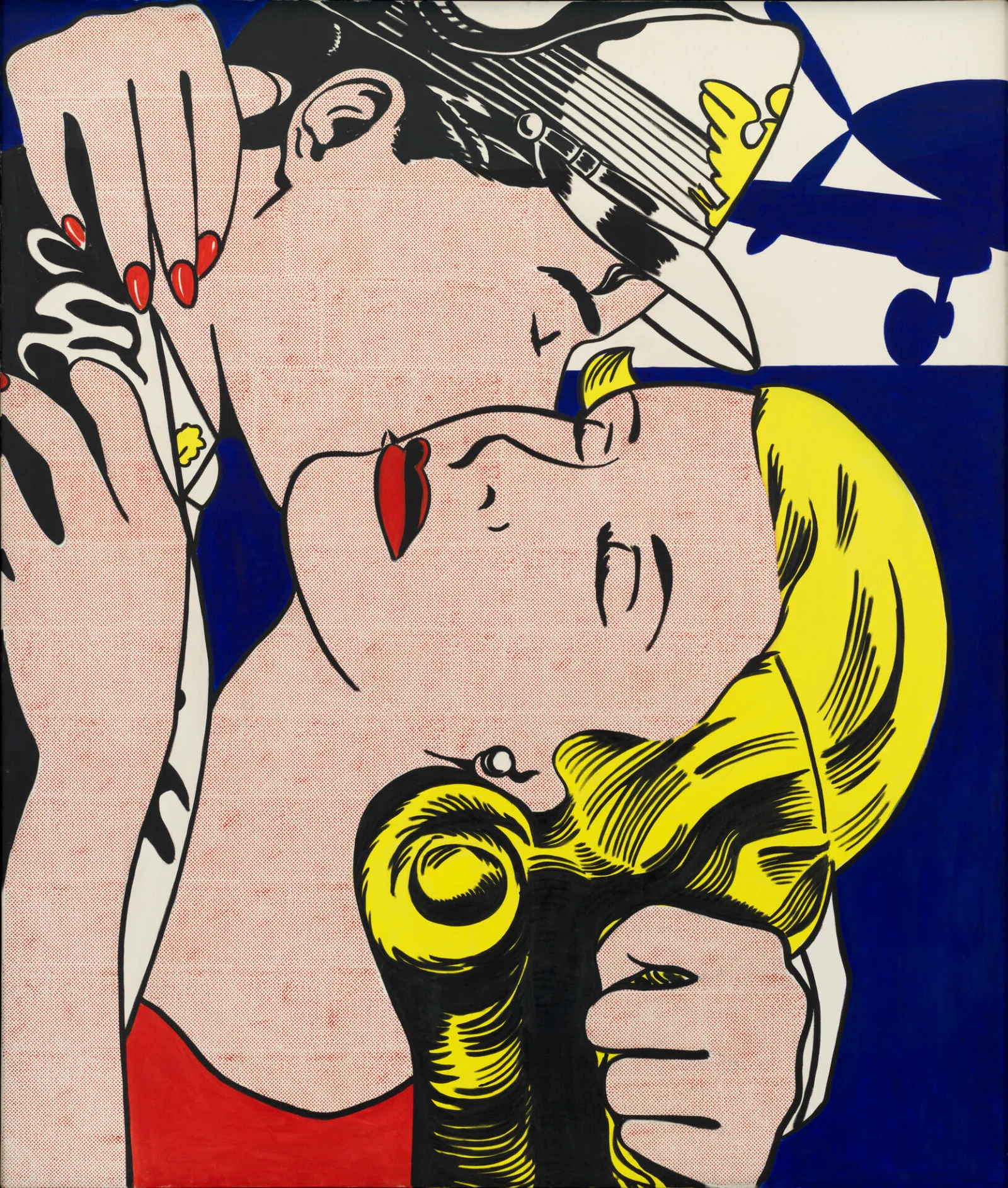 Pintura de Roy Lichtenstein com figura em estilo quadrinho pop