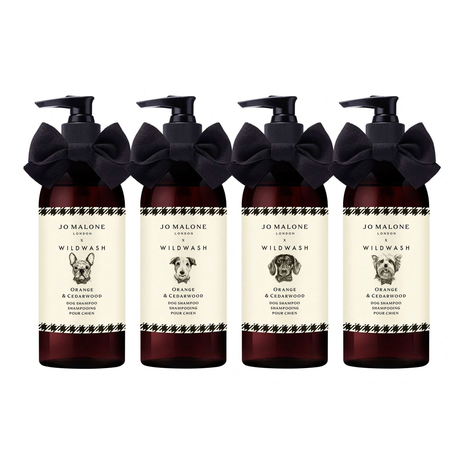 Frasco do shampoo para cães Jo Malone London com ilustração de raça canina