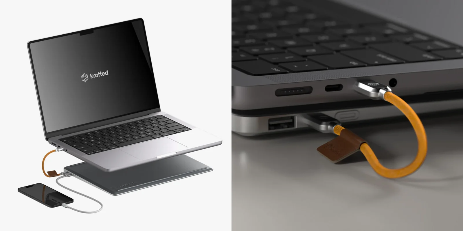 Power bank Krafted Edge em superfície neutra