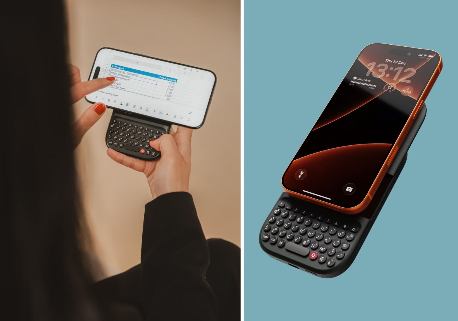 Teclado deslizante Clicks Power Keyboard acoplado a smartphone